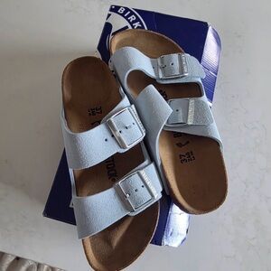 NEW Birkenstock Arizona baby blue suede